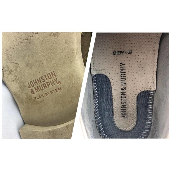 Johnston & Murphy Men's Taupe Suede Sheepskin Brogue Wingtip Oxfords - Picture 8 of 9